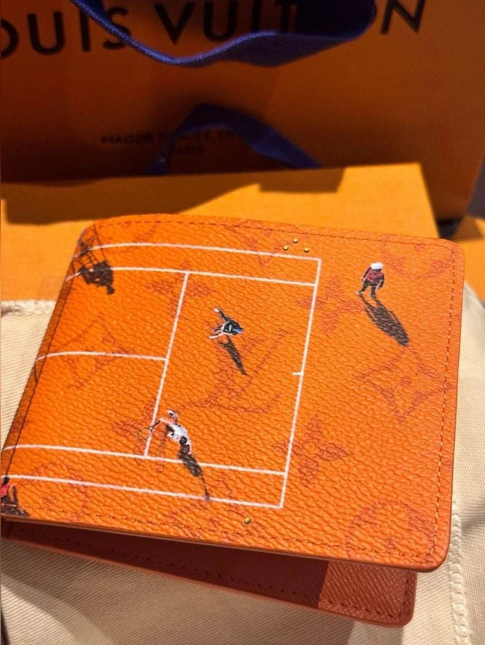 Louis Vuitton Orange Textured Bifold Card Holder Wallet